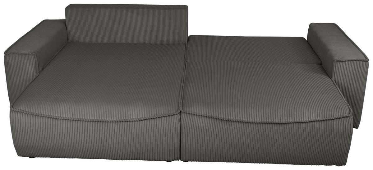 ECKSOFA Graphitfarben Cord  - Schwarz/Graphitfarben, KONVENTIONELL, Kunststoff/Textil (148/265cm) - Carryhome
