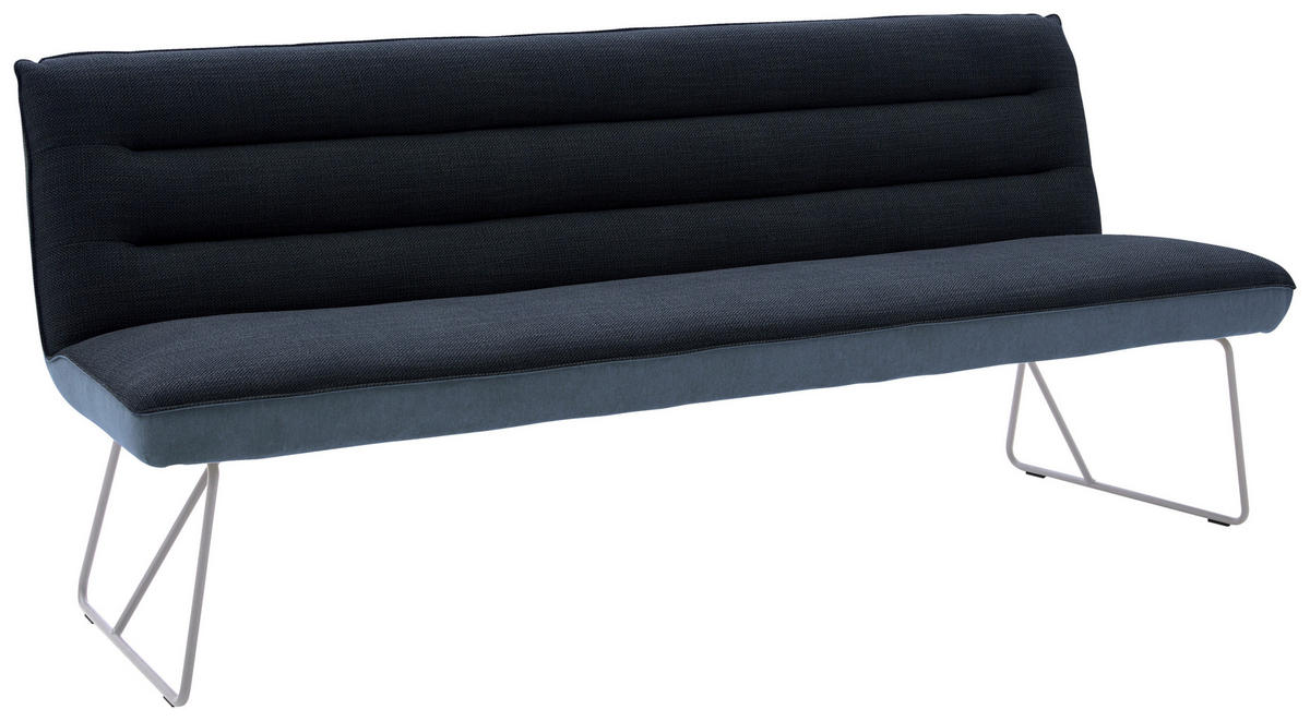 SITZBANK 218/89/68 cm Flachgewebe Blau, Edelstahlfarben, Dunkelblau  - Blau/Edelstahlfarben, Design, Textil/Metall (218/89/68cm) - Dieter Knoll