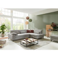 ECKSOFA in Chenille Hellgrau  310/220 cm  - Hellgrau/Schwarz, Design, Textil/Metall (310/220cm) - Beldomo Style