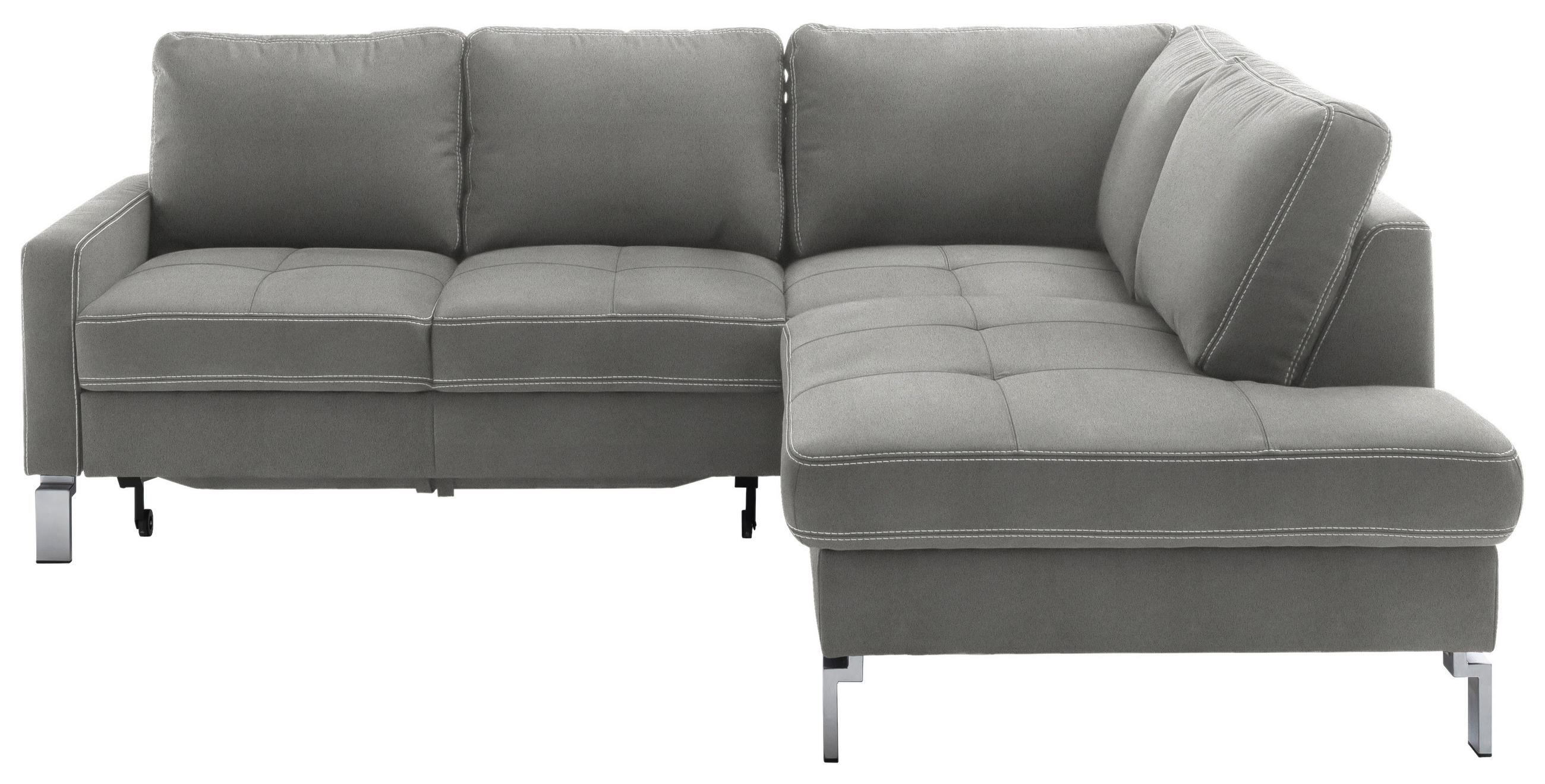 ECKSOFA in Mikrofaser Grau  229/200 cm  - Chromfarben/Beige, Design, Textil/Metall (229/200cm) - Pure Home Lifestyle