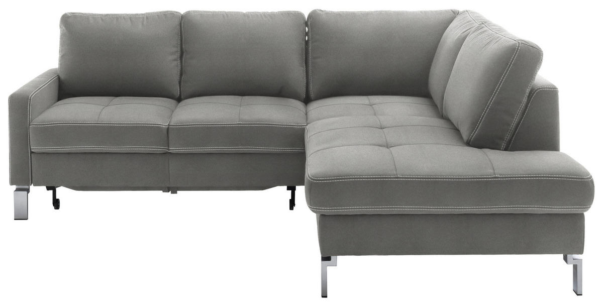 ECKSOFA in Mikrofaser Grau  229/200 cm  - Chromfarben/Beige, Design, Textil/Metall (229/200cm) - Pure Home Lifestyle