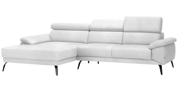 ECKSOFA in Velours Weiß  - Schwarz/Weiß, Design, Textil/Metall (187/295cm) - Novel