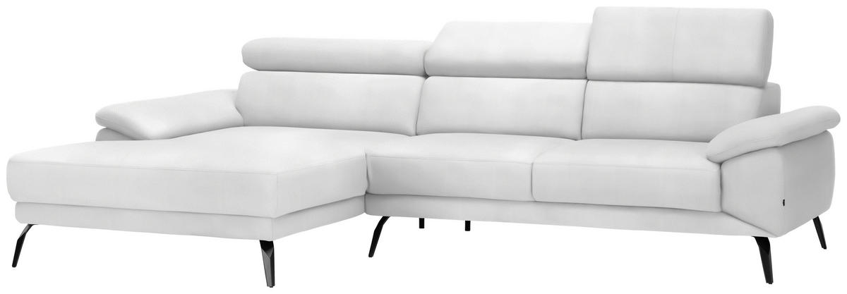 ECKSOFA in Velours Weiss  - Weiss/Schwarz, Design, Textil/Metall (187/295cm) - Novel