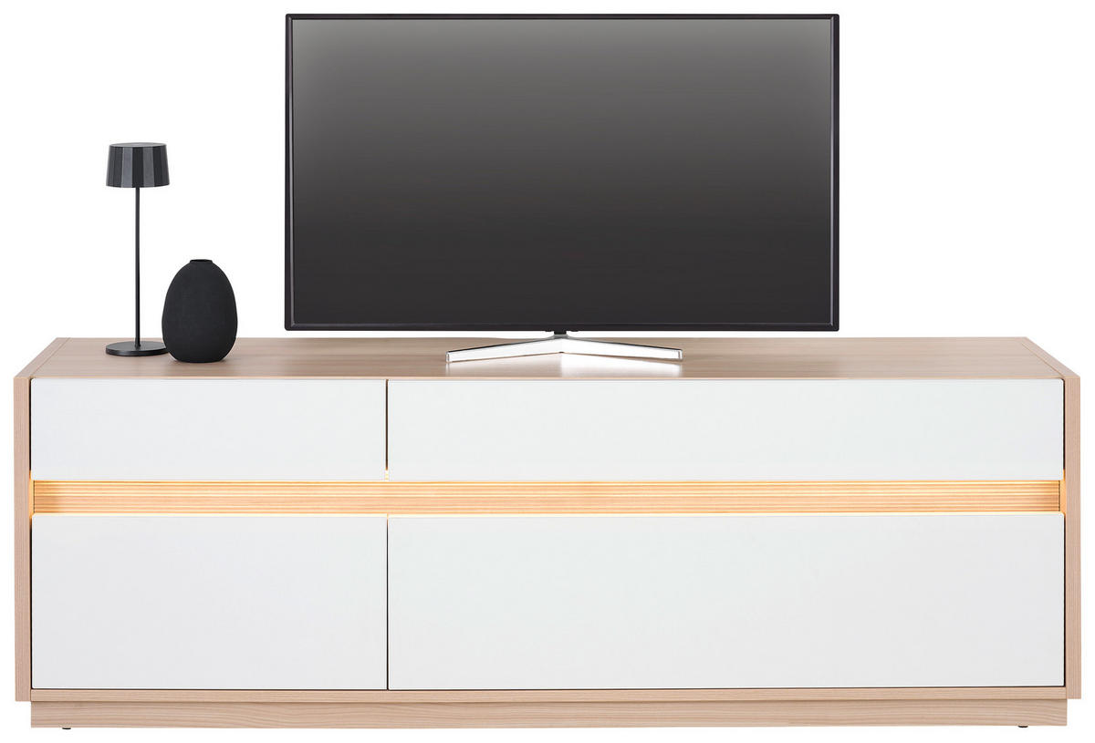 TV-ELEMENT Weiss, Eichefarben  173,5/58,2/42 cm  - Weiss/Eichefarben, Konventionell, Holzwerkstoff/Kunststoff (173,5/58,2/42cm) - Hom`in