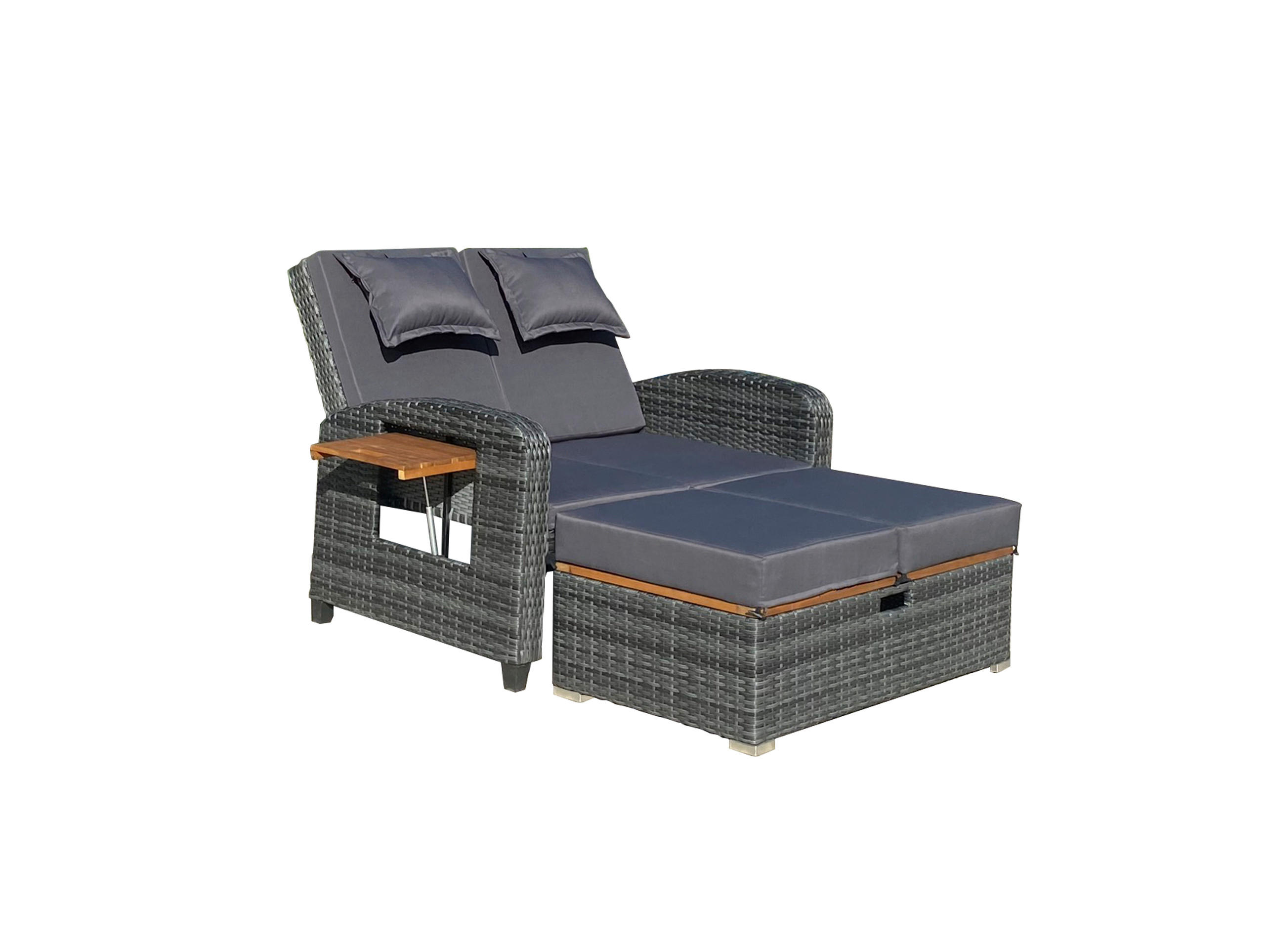 LOUNGEGARNITUR Akazie massiv Stahl  - Dunkelgrau/Anthrazit, Basics, Holz/Kunststoff (116/95/118cm) - Gardenson