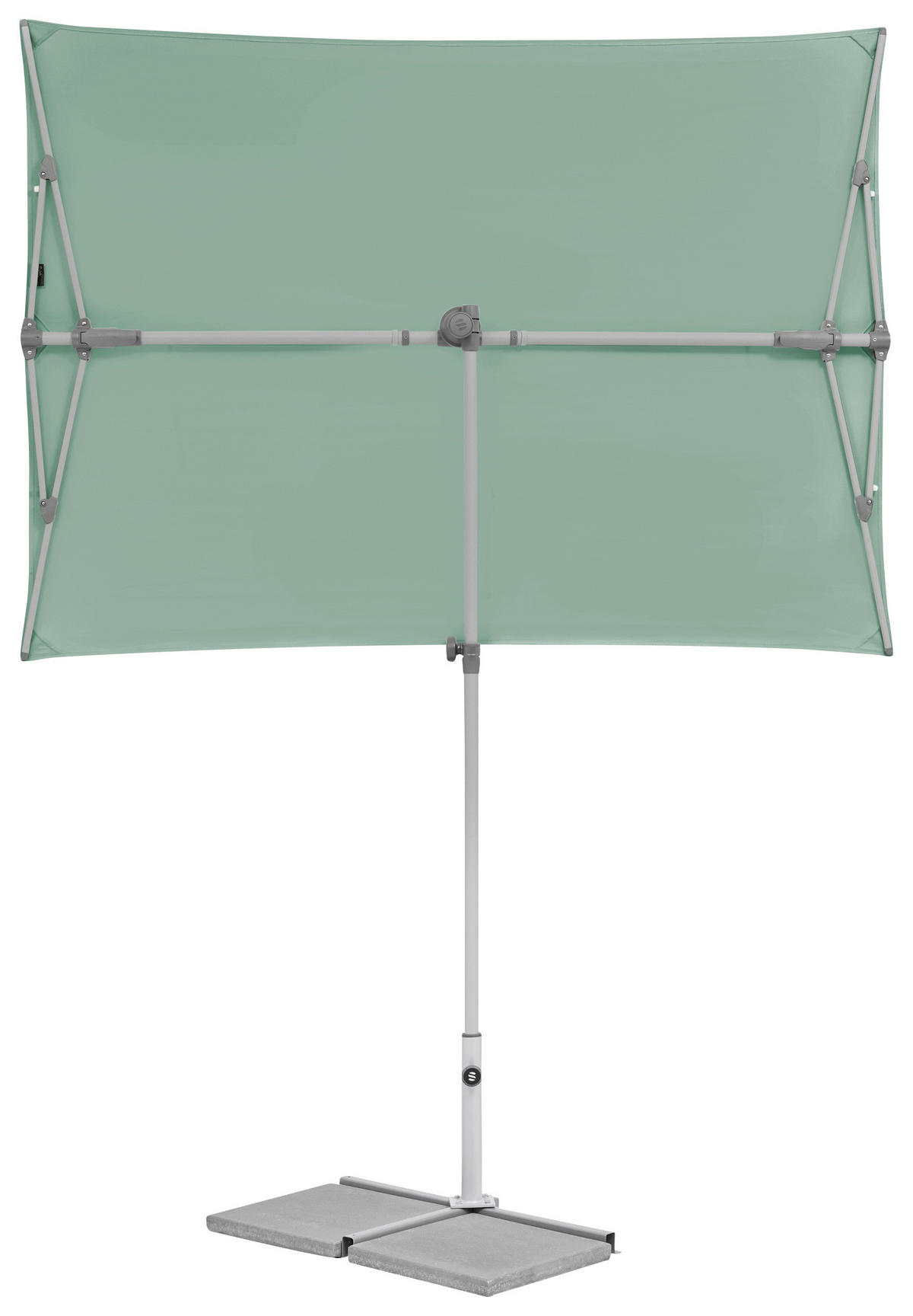 SONNENSCHIRM  195/140 cm  - Platinfarben/Salbeigrün, KONVENTIONELL, Metall (195/140cm) - Suncomfort by Glatz