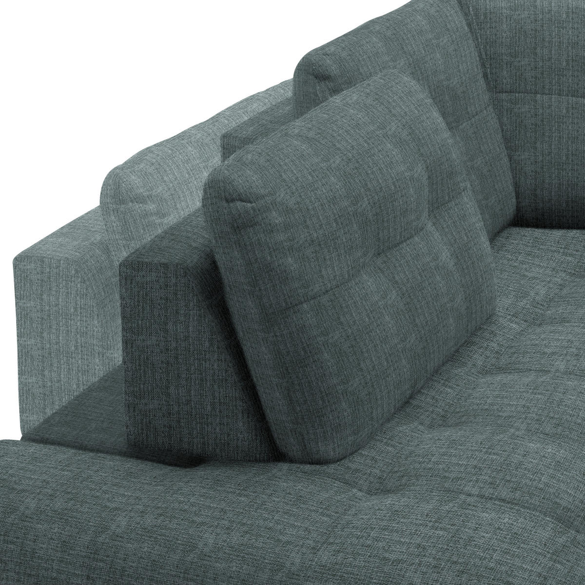 ECKSOFA in Flachgewebe, Leinenoptik Blau  - Blau/Schwarz, Design, Textil/Metall (208/247cm) - Xora