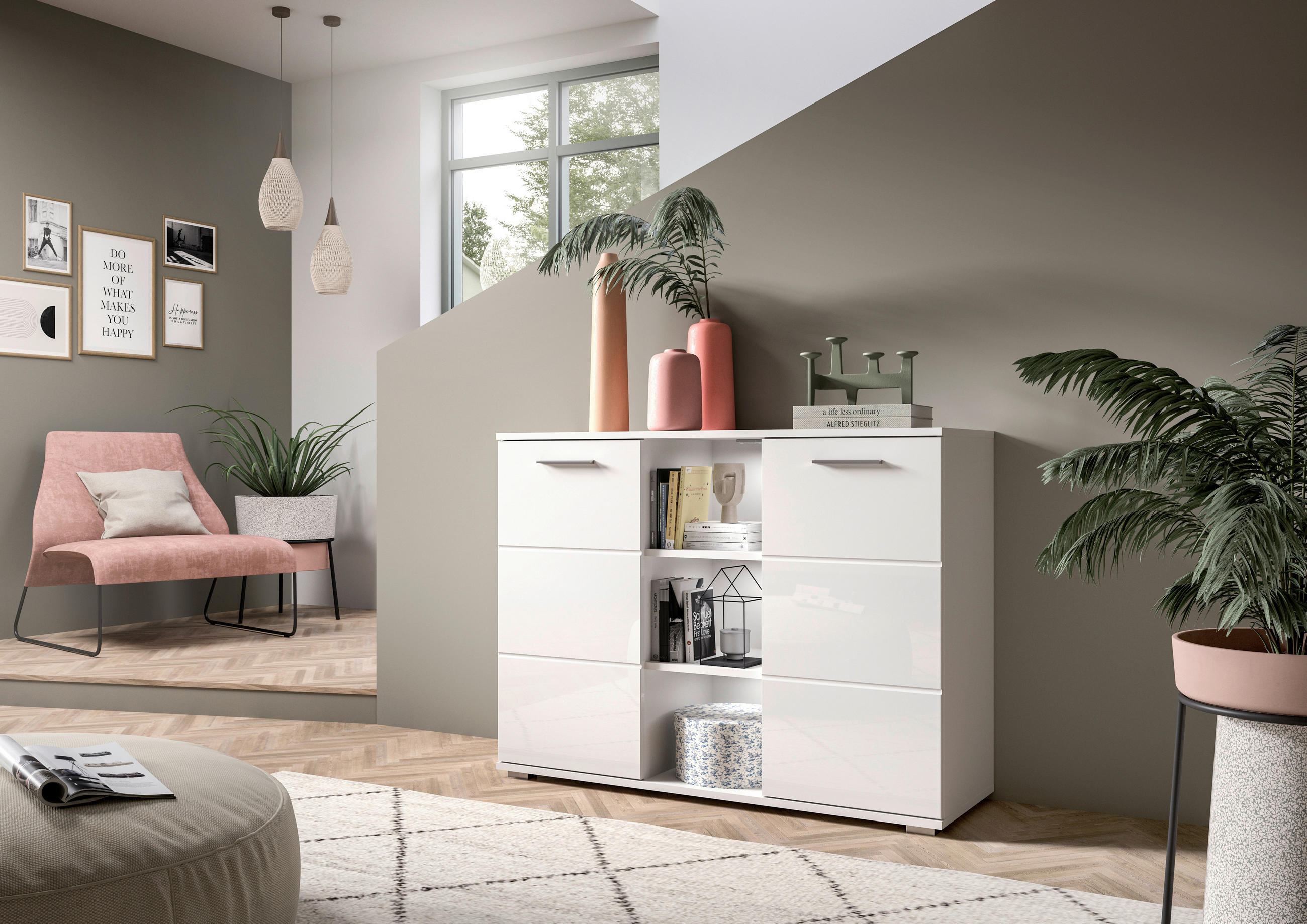 KOMMODE in 110/83/37 cm - Weiß Hochglanz, Design, Holzwerkstoff/Kunststoff (110/83/37cm) - Xora