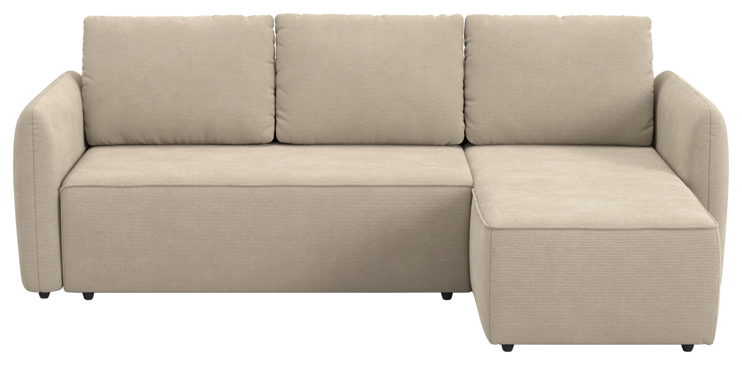 ECKSOFA Cord Hellbraun  - Hellbraun/Schwarz, Trend, Kunststoff/Textil (239/170cm) - MID.YOU