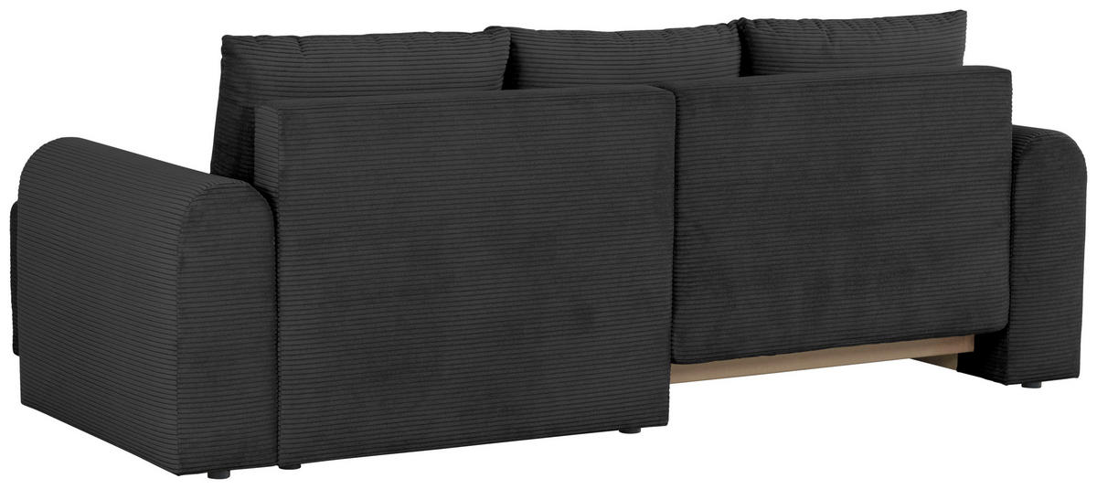 ECKSOFA in Cord Schwarz  - noir, Design, textile (250/151cm) - MID.YOU