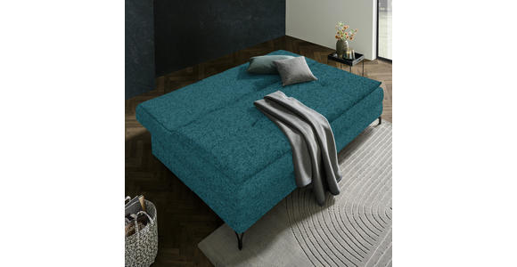 SCHLAFSOFA in Chenille, Plüsch Petrol - Petrol/Schwarz, MODERN, Textil/Metall (208/73/92/102cm) - Novel