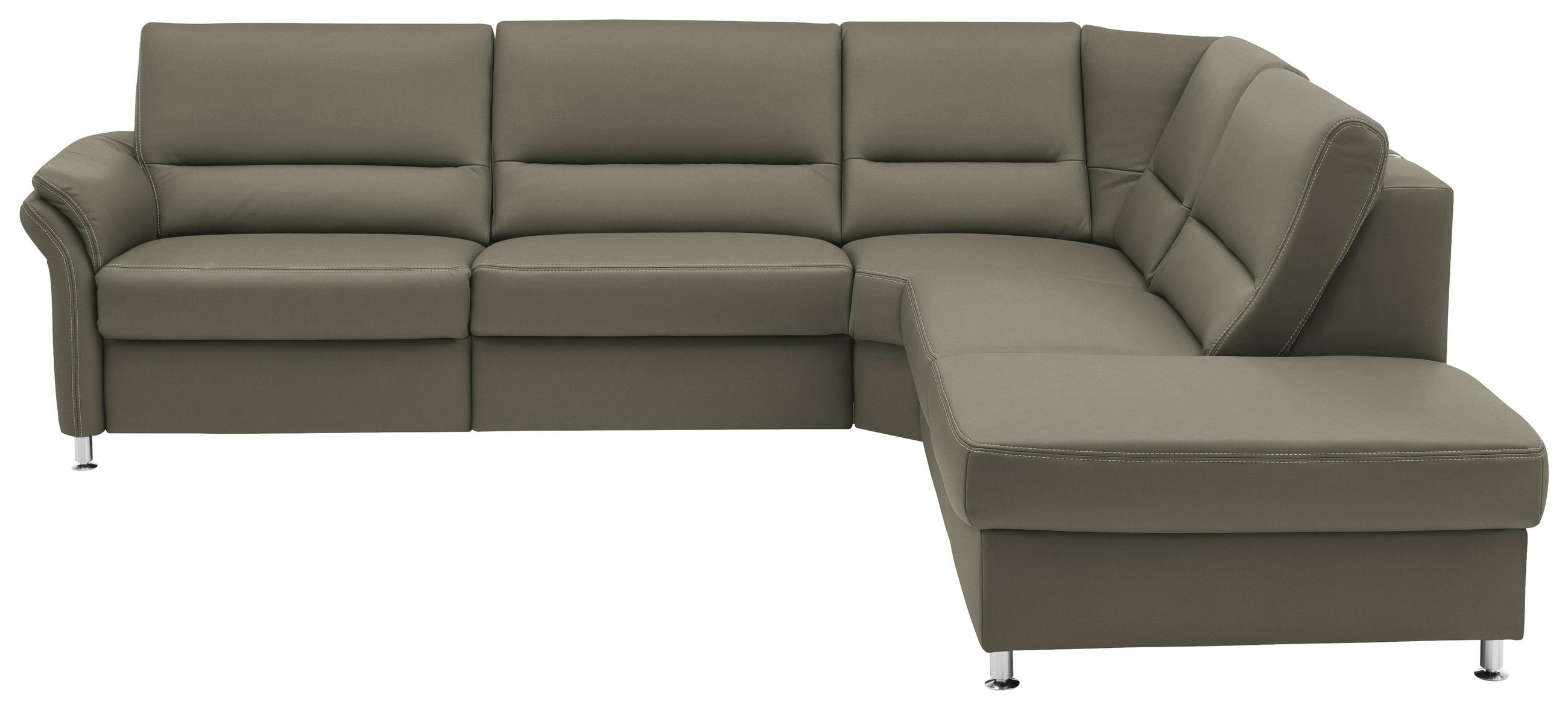 ECKSOFA in Echtleder Hellgrau  - Beige/Hellgrau, Design, Leder/Metall (288/249cm) - Beldomo Premium
