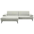 ECKSOFA  in Chenille, Flachgewebe Weiß  180/284 cm  - Schwarz/Weiß, Design, Textil/Metall (180/284cm) - Dieter Knoll