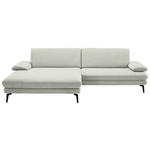 ECKSOFA  in Chenille, Flachgewebe Weiß  180/284 cm  - Schwarz/Weiß, Design, Textil/Metall (180/284cm) - Dieter Knoll
