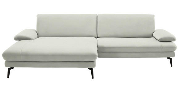 ECKSOFA  in Chenille, Flachgewebe Weiß  180/284 cm  - Schwarz/Weiß, Design, Textil/Metall (180/284cm) - Dieter Knoll