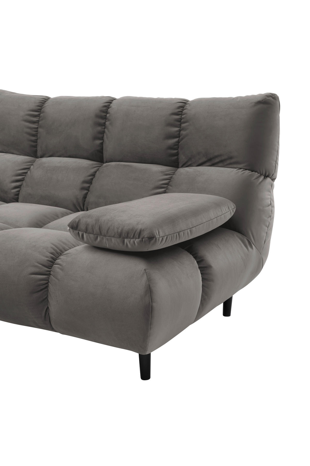 ECKSOFA Grau Velours  - Schwarz/Grau, Design, Holz/Textil (178/293cm) - Pure Home Lifestyle