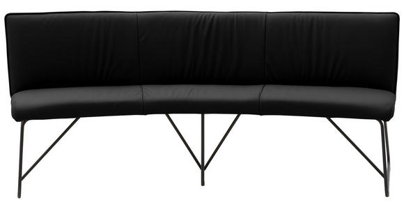 SITZBANK 212/88/81 cm Echtleder Schwarz Metall - Anthrazit/Schwarz, Design, Leder/Metall (212/88/81cm) - Valnatura