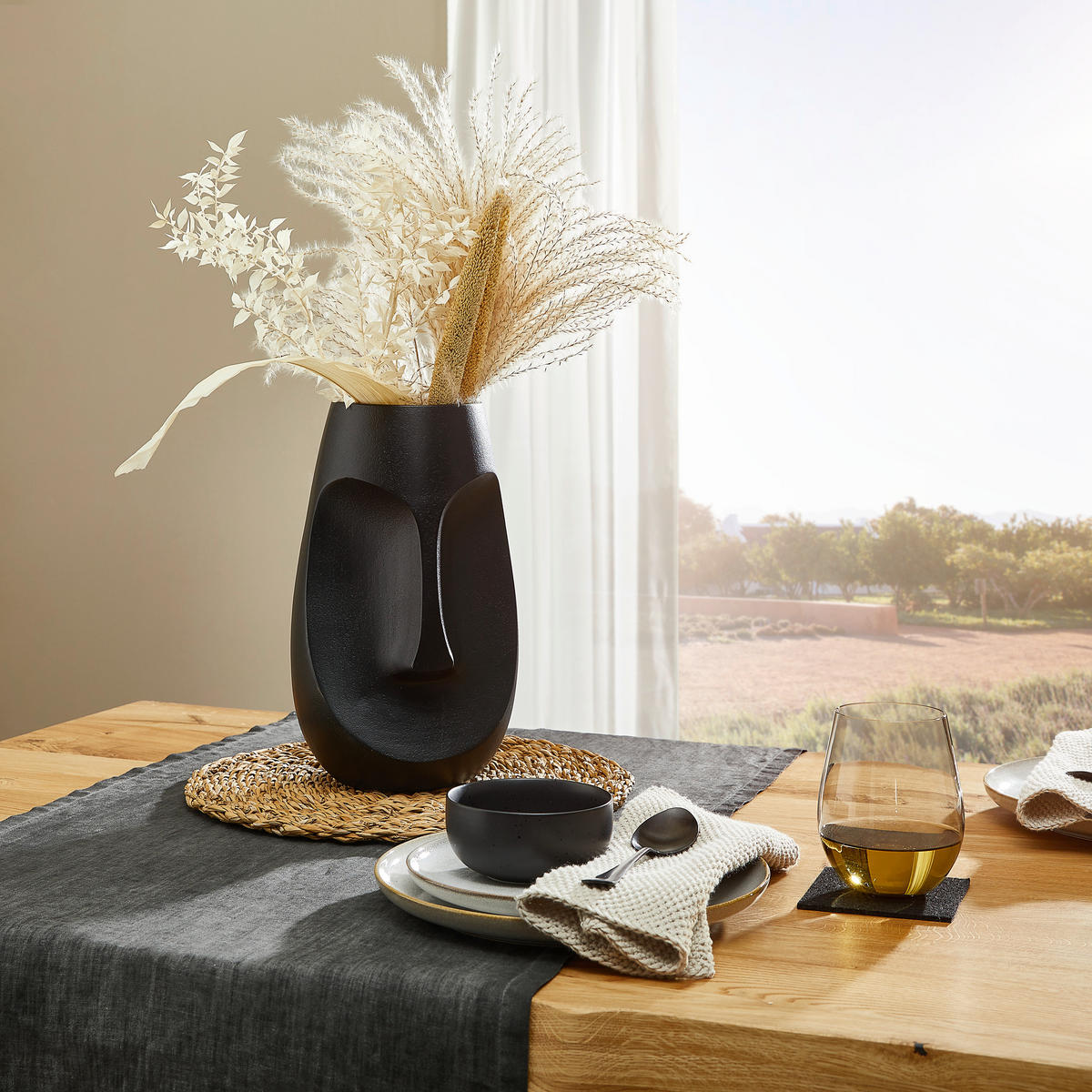 VASE 30 cm  - Schwarz, Trend, Metall (19/19/30cm) - Ambia Home