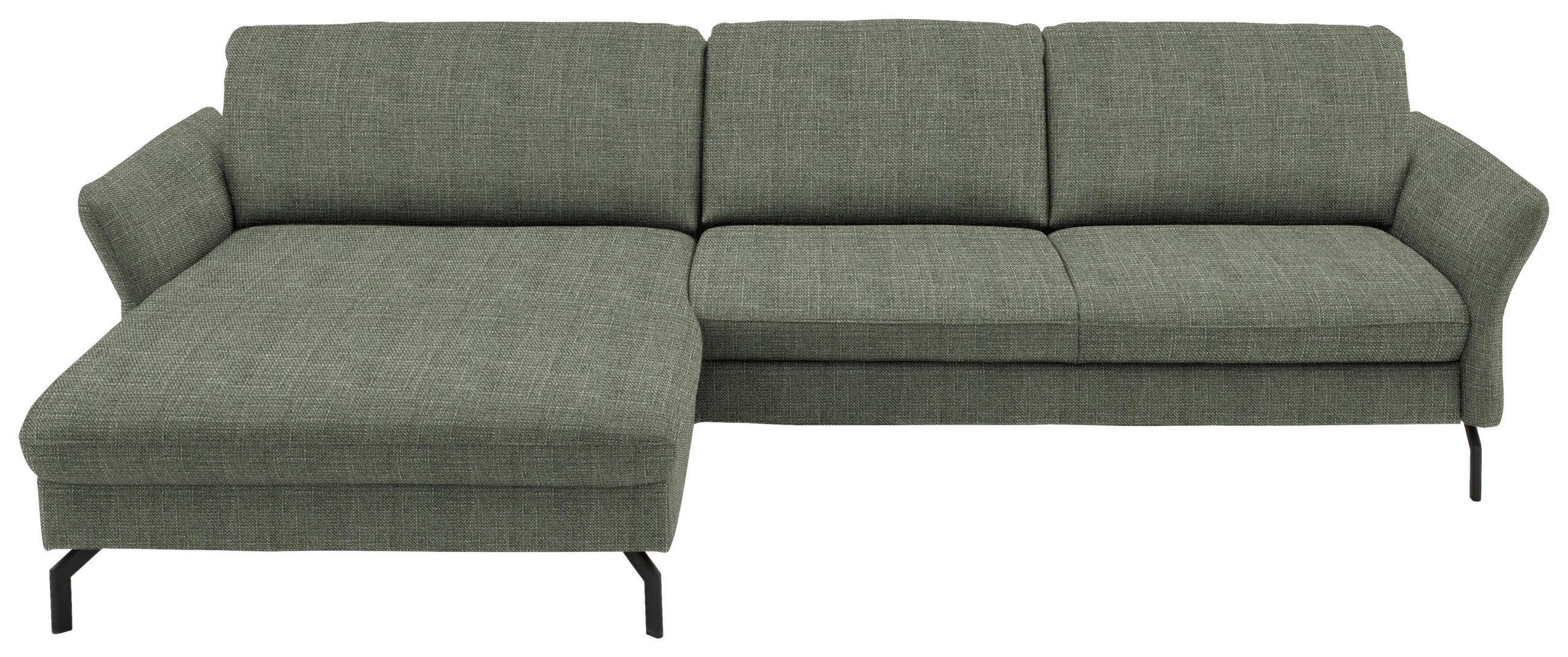 ECKSOFA Hellgrün Webstoff  - Schwarz/Hellgrün, Design, Textil/Metall (179/306cm) - Beldomo System