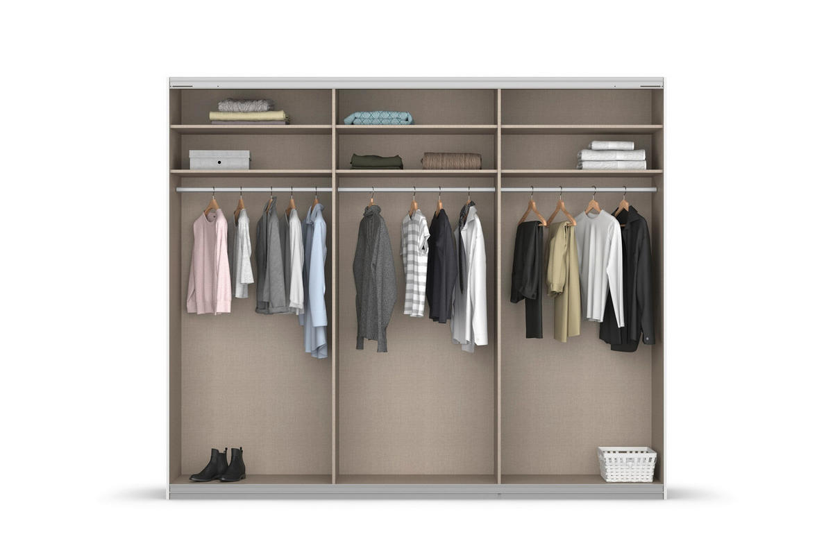 Dulap Cu Uși Culisante, 271/229/62 cm, gri - gri, Modern, sticlă/metal (271/229/62cm) - Ti'me