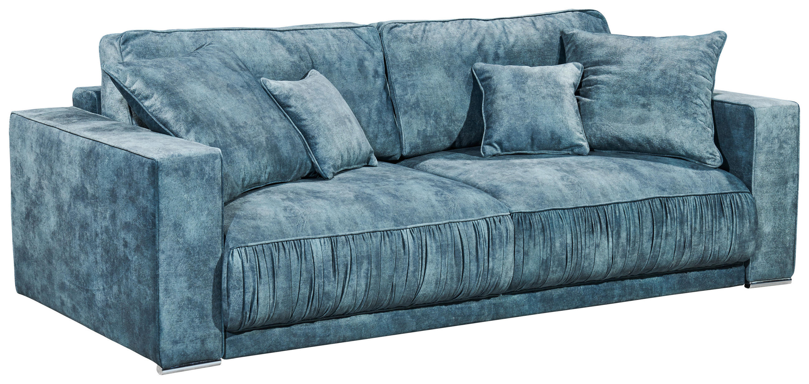 BÄDDSOFFA i mikrovelour blå  - kromfärg/blå, Modern, träbaserade material/textil (250/87/115cm) - MID.YOU