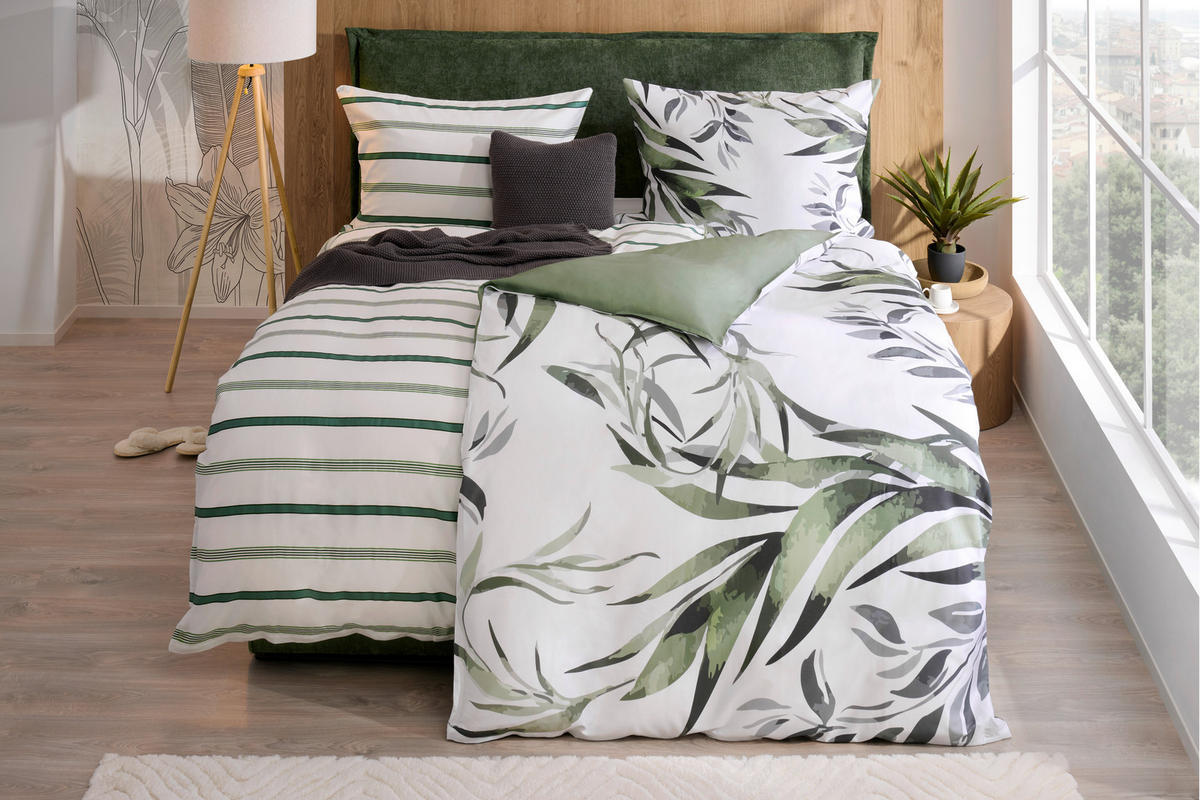 WENDEBETTWÄSCHE Satin 140/200 cm  - Grün, KONVENTIONELL, Textil (140/200cm) - Novel