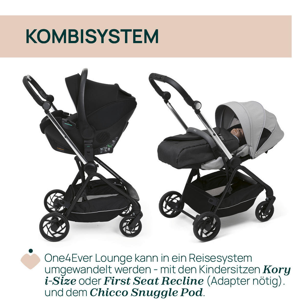 BUGGY One4ever Lounge  - Grau, Basics, Textil/Metall (51/99-109/78cm) - Chicco