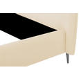 POLSTERBETT 140/200 cm,  in Beige, gepolstertes Kopfteil,  - Beige/Schwarzchrom, KONVENTIONELL, Leder/Metall (140/200cm) - Esposa