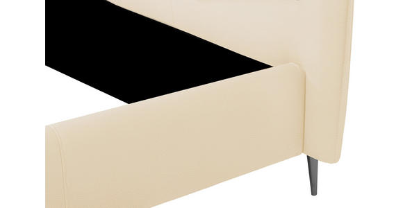 POLSTERBETT 140/200 cm,  in Beige, gepolstertes Kopfteil,  - Beige/Schwarzchrom, KONVENTIONELL, Leder/Metall (140/200cm) - Esposa
