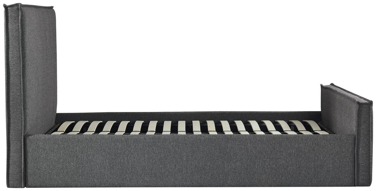 POLSTERBETT Lattenrost, Bettkasten Grau 180/200 cm  - Schwarz/Naturfarben, MODERN, Holz/Kunststoff (180/200cm) - Livetastic