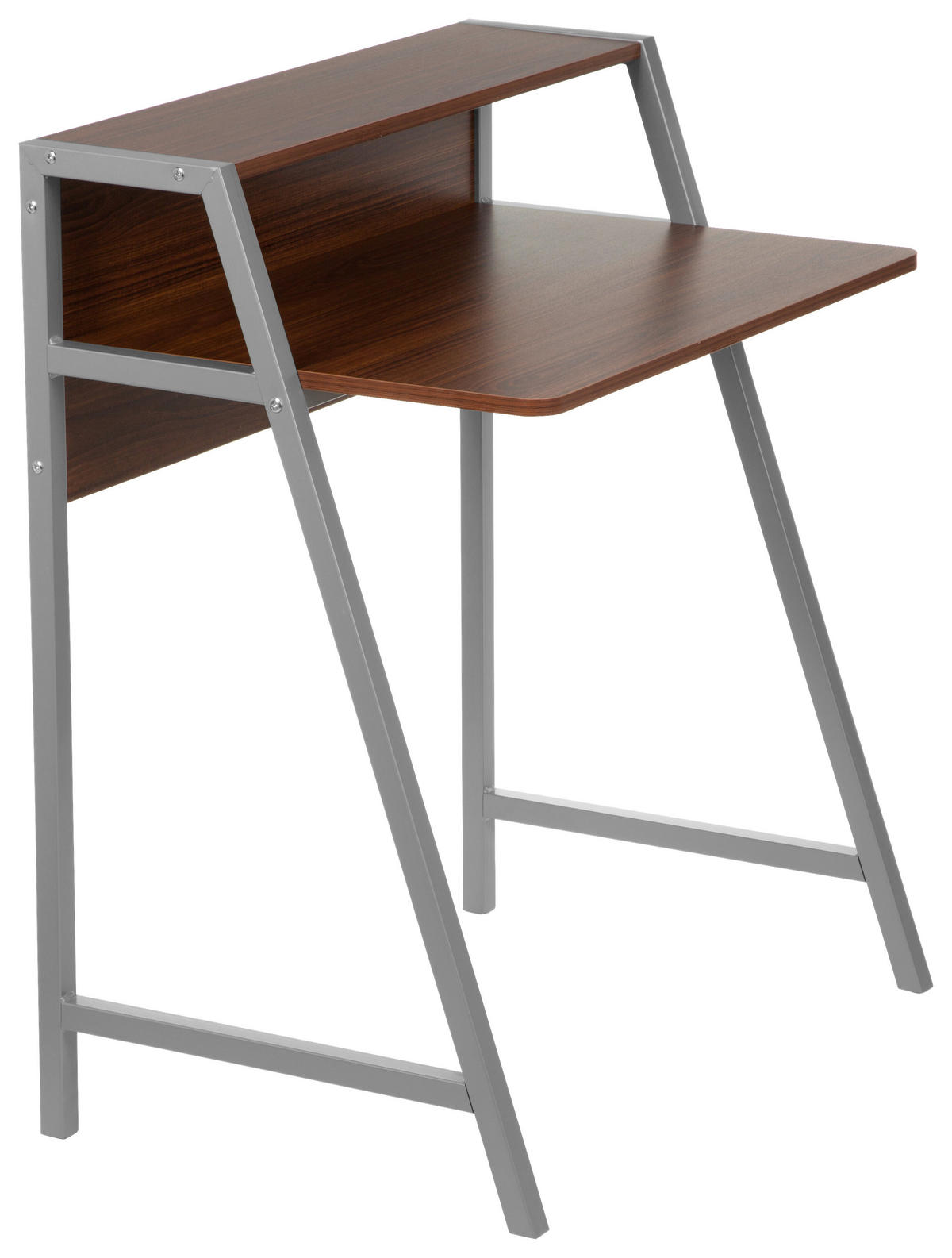 PSACÍ STŮL, barvy stříbra, barvy vlašských ořechů, 78/89/51 cm - barvy stříbra/barvy vlašských ořechů, Moderní, kov/kompozitní dřevo (78/89/51cm) - MID.YOU