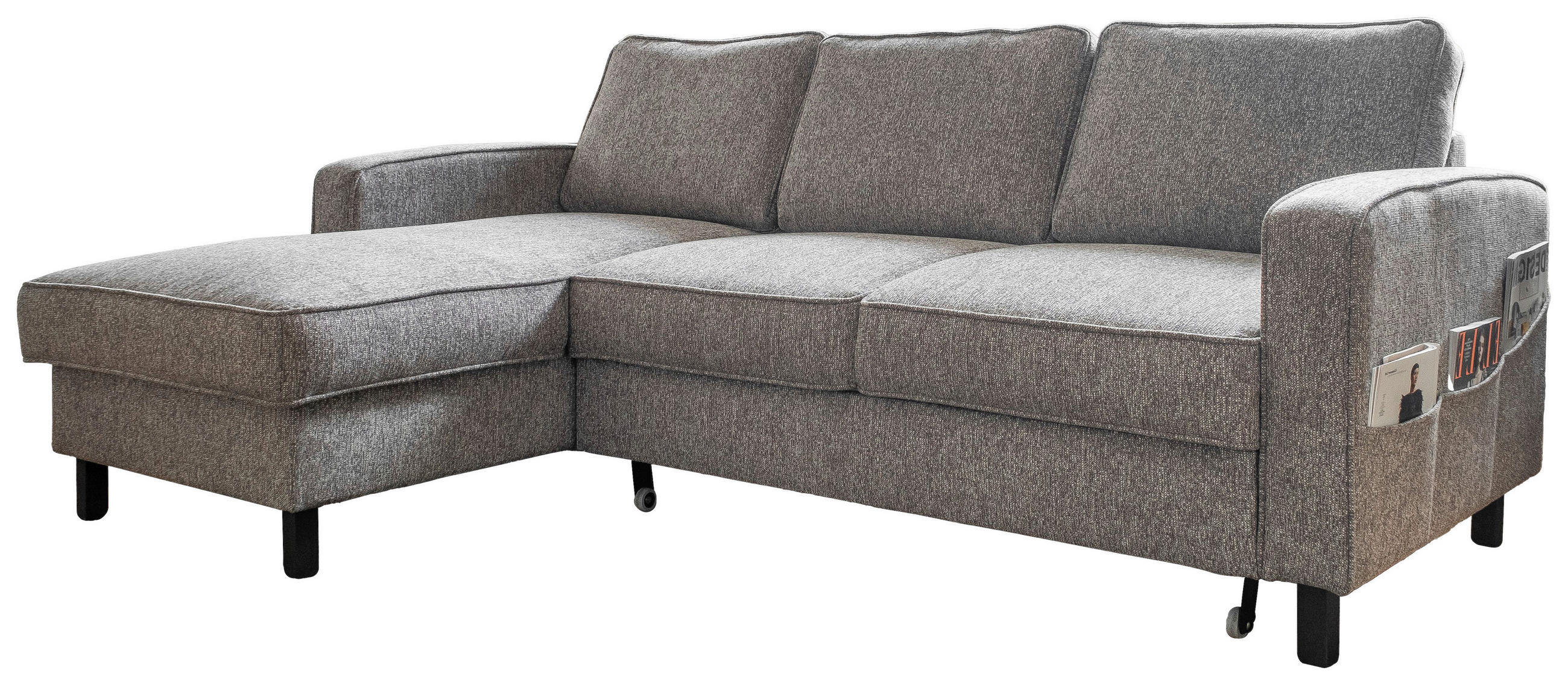 ECKSOFA Grau Struktur  - Schwarz/Grau, Holz/Textil (148/228cm) - MID.YOU