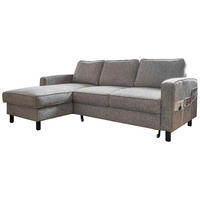 ECKSOFA Struktur Grau  - Schwarz/Grau, Holz/Textil (148/228cm) - MID.YOU