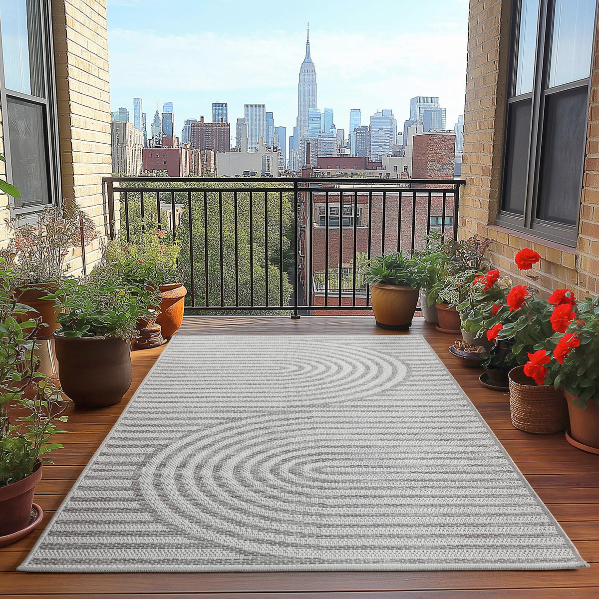 OUTDOORTEPPICH für Terrasse und Balkon 120/170 cm DESERT Grau  - Grau, Design, Textil (120/170cm) - Ayyildiz 
