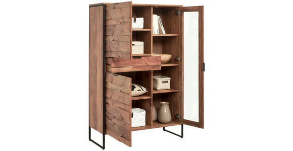 HIGHBOARD  in 95/148/40 cm  - Schwarz/Akaziefarben, Trend, Glas/Holz (95/148/40cm) - Ambia Home