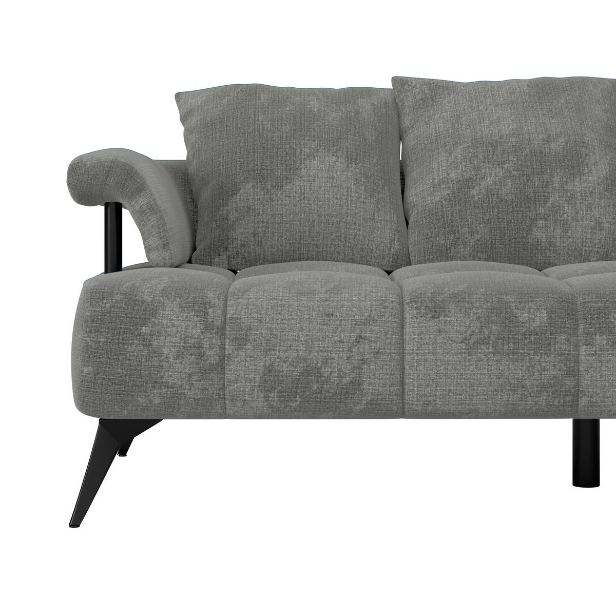 ECKSOFA VANESSA Grau Flachgewebe  - Schwarz/Grau, MODERN, Kunststoff/Textil (297/200cm) - Livetastic