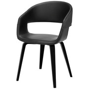STUHL Lederlook Schwarz - Schwarz, KONVENTIONELL, Holz/Textil (49,5/77/52,5cm) - Ambia Home
