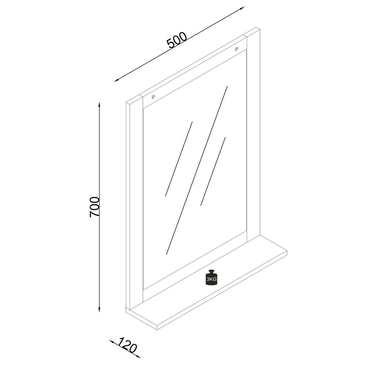 BADRUMSSPEGEL - vit, Trend, trämaterial (50/70/12cm) - MID.YOU