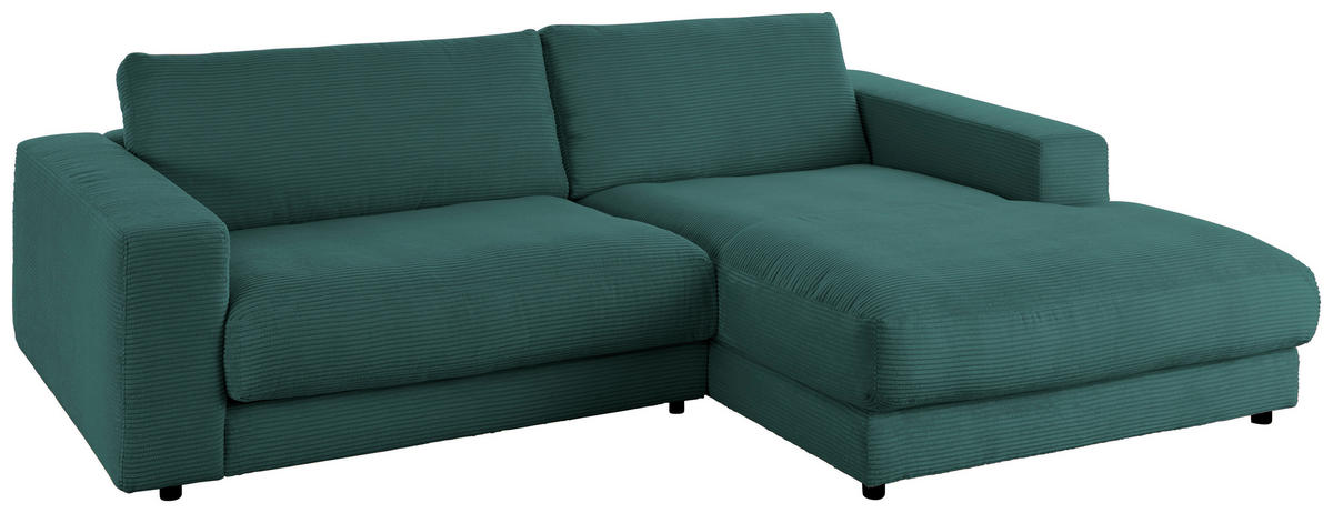 ECKSOFA in Cord Waldgrün  - Waldgrün/Schwarz, Design, Kunststoff/Textil (270/190cm) - Lomoco