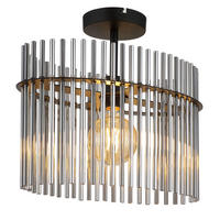 DECKENLEUCHTE    40/22/34 cm  - Schwarz/Grau, KONVENTIONELL, Glas/Metall (40/22/34cm) - Globo