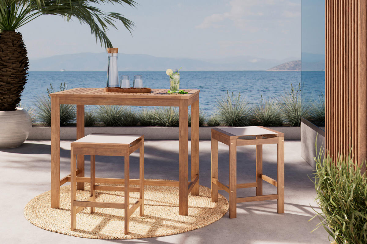 ZÁHRADNÁ BAROVÁ SÚPRAVA drevo, plast - sivá/farba tíku, Modern, drevo/plast (110/40/60/46/90/61cm) - Ambia Garden