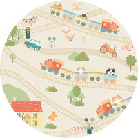 KINDERTEPPICH 160 cm Living Verovia Creme, Koralle, Salbeigrün rund  - Koralle/Salbeigrün, Trend, Kunststoff/Textil (160cm) - Lindorug