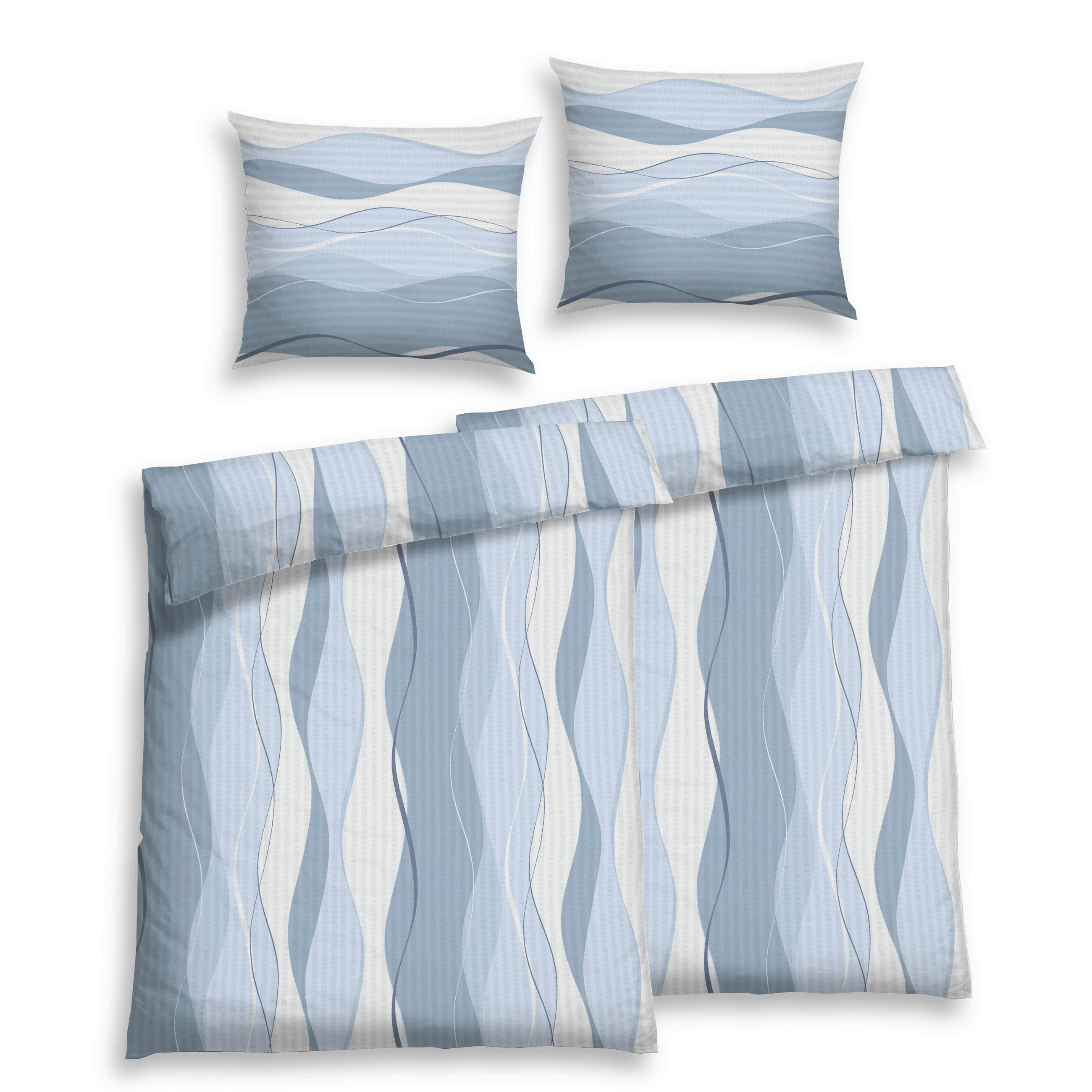 BETTWÄSCHE 4-teilig Seersucker 140/200 cm  - Blau, Basics, Textil (140/200cm) - Florella