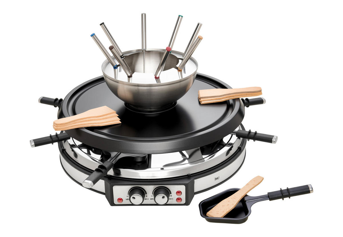 RACLETTE GRILLSÜTŐ - nemesacélszínű/fekete, Konventionell, műanyag/fa (41/28cm) - Homeware Profession.