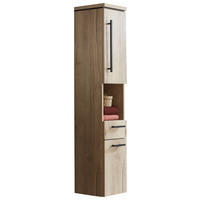 HOCHSCHRANK 30/164/30 cm  - Eichefarben/Schwarz, Design, Glas/Holzwerkstoff (30/164/30cm) - Novel