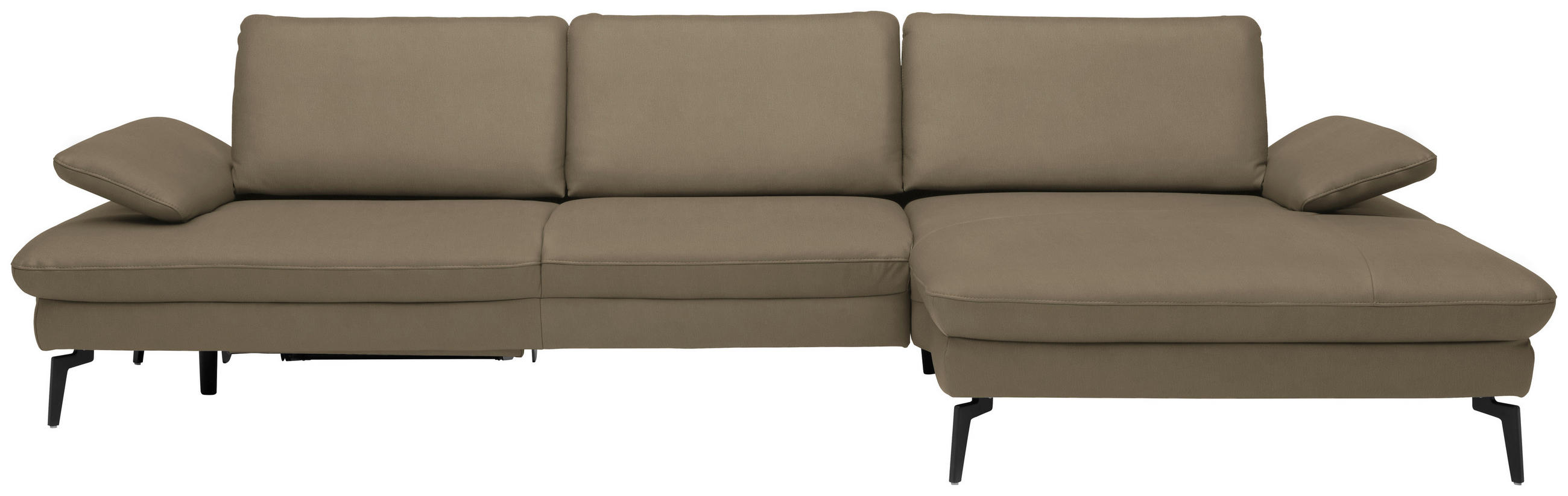 ECKSOFA in Echtleder Hellbraun  - Hellbraun/Schwarz, Design, Leder/Metall (325/157cm) - Dieter Knoll