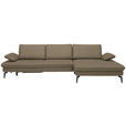 ECKSOFA in Echtleder Hellbraun  - Hellbraun/Schwarz, Design, Leder/Metall (325/157cm) - Dieter Knoll