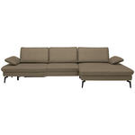 ECKSOFA in Echtleder Hellbraun  - Hellbraun/Schwarz, Design, Leder/Metall (325/157cm) - Dieter Knoll