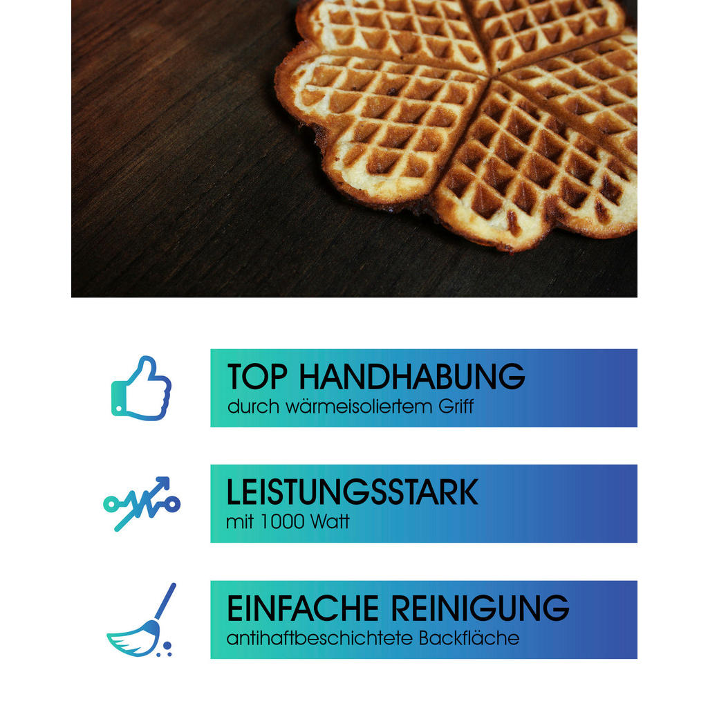 Thumbnail - Clatronic Waffelautomat, Schwarz, Edelstahl, Metall, Kunststoff, 20x9.5x26 cm, Küchengeräte, Waffeleisen