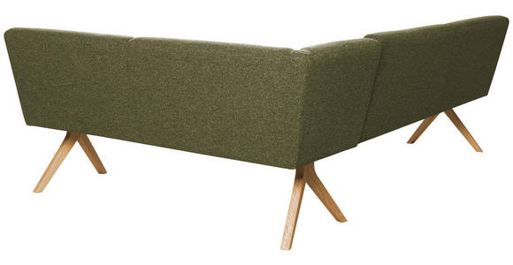 ECKBANK 238/172 cm Webstoff Grün Eiche vollmassiv   - Eichefarben/Grün, KONVENTIONELL, Holz/Textil (238/172cm) - Linea Natura